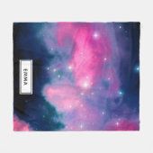 Roze en blauwe galaxy Nebula & sterren Abstract Fleece Deken (Voorkant (Horizontaal))