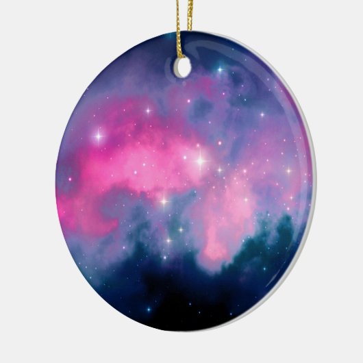 Roze en blauwe galaxy Nebula & sterren Abstract Keramisch Ornament (Links)
