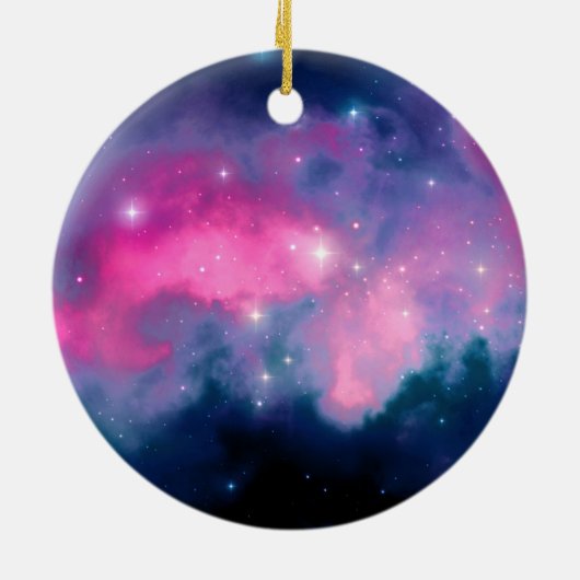Roze en blauwe galaxy Nebula & sterren Abstract Keramisch Ornament (Achterkant)