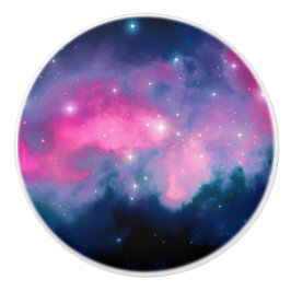 Roze en blauwe galaxy Nebula & sterren Abstract Keramische Knop