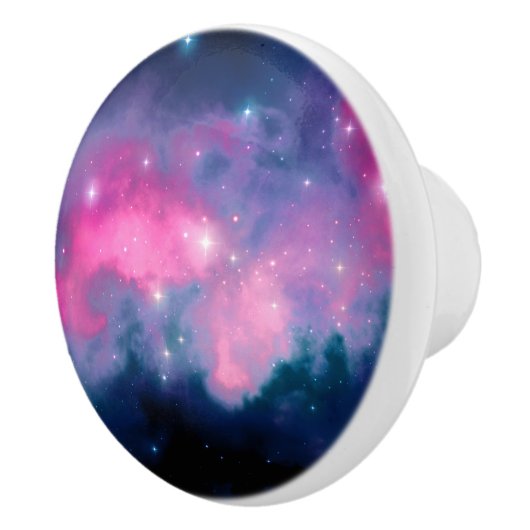 Roze en blauwe galaxy Nebula & sterren Abstract Keramische Knop (Rechts)