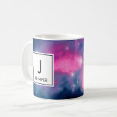 Roze en blauwe galaxy Nebula & sterren Abstract Koffiemok (Voorkant links)