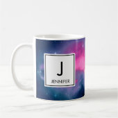 Roze en blauwe galaxy Nebula & sterren Abstract Koffiemok (Links)