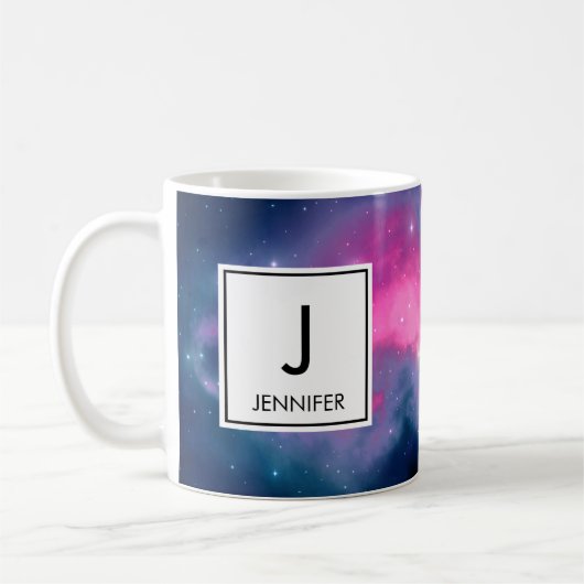 Roze en blauwe galaxy Nebula & sterren Abstract Koffiemok (Links)