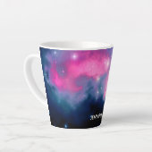 Roze en blauwe galaxy Nebula & sterren Abstract Latte Mok (Linkerhoek)