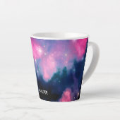 Roze en blauwe galaxy Nebula & sterren Abstract Latte Mok (Rechterhoek)