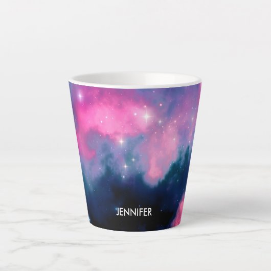Roze en blauwe galaxy Nebula & sterren Abstract Latte Mok (Voorkant)