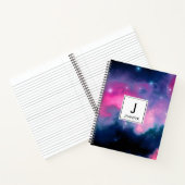 Roze en blauwe galaxy Nebula & sterren Abstract Notitieboek (Binnen)