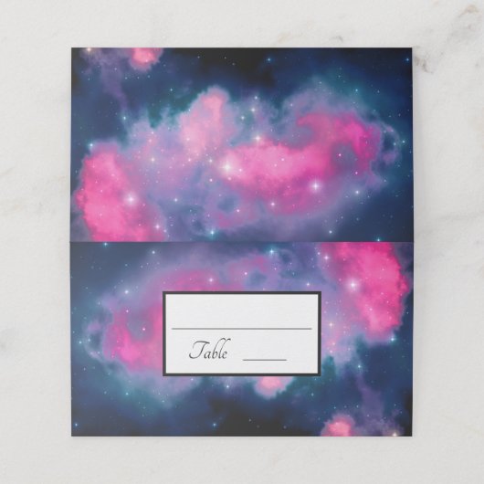 Roze en blauwe galaxy Nebula & sterren Abstract Plaatskaartje (Buitenkant ongevouwen)