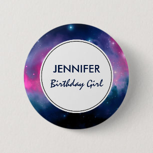 Roze en blauwe galaxy Nebula & sterren Abstract Ronde Button 5,7 Cm