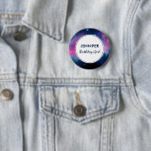 Roze en blauwe galaxy Nebula & sterren Abstract Ronde Button 5,7 Cm (In situ)