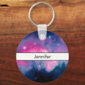 Roze en blauwe galaxy Nebula & sterren Abstract Sleutelhanger (Voorkant)