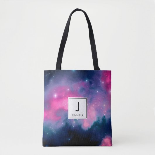 Roze en blauwe galaxy Nebula & sterren Abstract Tote Bag (Voorkant)