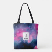 Roze en blauwe galaxy Nebula & sterren Abstract Tote Bag (Achterkant)