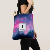 Roze en blauwe galaxy Nebula & sterren Abstract Tote Bag (Dichtbij)