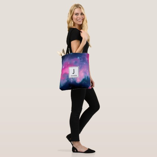 Roze en blauwe galaxy Nebula & sterren Abstract Tote Bag (Op model)