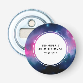 Roze en blauwe galaxy Nebula & sterren Abstracte B Button Flesopener