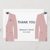 Roze en Blauwe Gay Bruiloft Dank u Kaarten (Voorkant / Achterkant)