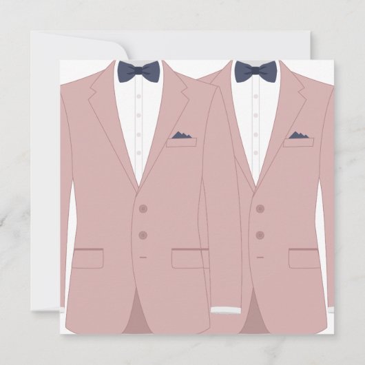 Roze en Blauwe Gay Bruiloft Douche Uitnodigingen (Achterkant)