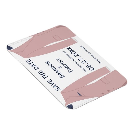Roze en Blauwe Gay Bruiloft Save The Date Magneten (Rechterzijde)