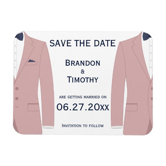 Roze en Blauwe Gay Bruiloft Save The Date Magneten (Horizontaal)