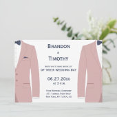 Roze en Blauwe Gay Bruiloft Uitnodigingen (Staand voorkant)