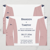 Roze en Blauwe Gay Bruiloft Uitnodigingen (Voorkant / Achterkant)
