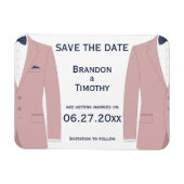 Roze en blauwe gay trouw Save The Date magneten (Horizontaal)