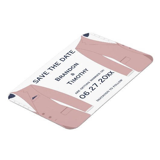 Roze en blauwe gay trouw Save The Date magneten (Linkerzijde)