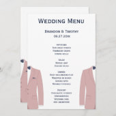 Roze en blauwe gay trouwmenu kaarten (Voorkant / Achterkant)