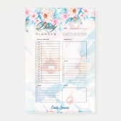 Roze en blauwe gebloemde gepersonaliseerde planner post-it® notes (Voorkant)