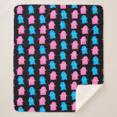 Roze en Blauwe Geesten op Zwart Sherpa Deken (Voorkant)