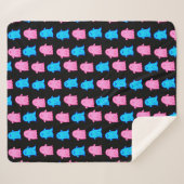 Roze en Blauwe Geesten op Zwart Sherpa Deken (Voorkant (horizontaal))