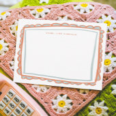 Roze en blauwe gekleurde Scallop persoonlijke naam Notitiekaartje