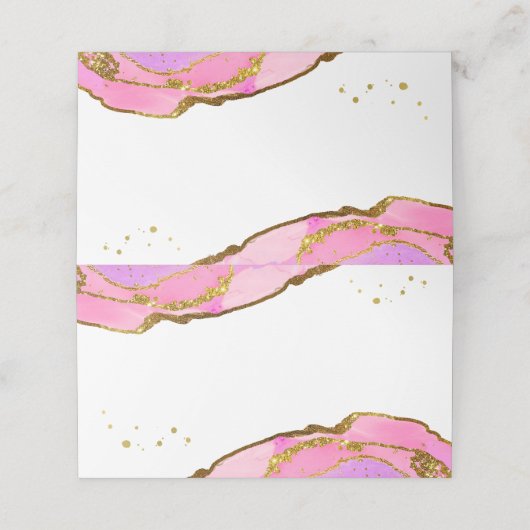 Roze en Blauwe Geode en Goud | Bruiloft Plaatskaartje (Buitenkant ongevouwen)