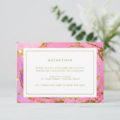 Roze en Blauwe Geode en Goud | Trouwreceptie Kaart (Staand voorkant)