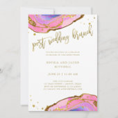Roze en Blauwe Geode met Gold Post Wedding Brunch Kaart (Voorkant)