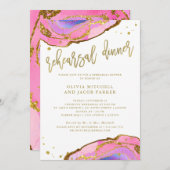 Roze en blauwe geode met goud | repetitiediner kaart (Voorkant / Achterkant)