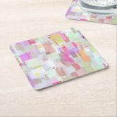 Roze en Blauwe Geometrische Abstractie Kartonnen Onderzetters (Schuin)