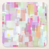 Roze en Blauwe Geometrische Abstractie Kartonnen Onderzetters (Voorkant)