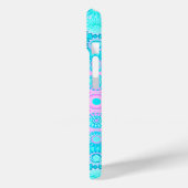 Roze en Blauwe Geometrische Bloemen Aangepaste Mon Case-Mate iPhone Case (Achterkant / Links)