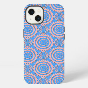 Roze en Blauwe Geometrische Cirkels Patroon iPhone 13 Hoesje