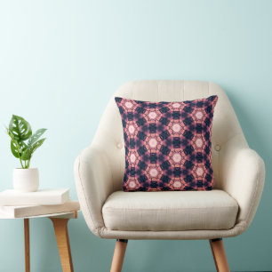 Roze en blauwe geometrische vormgeving Patroon Kussen