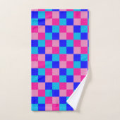 Roze en blauwe geruite print bad handdoek (Handdoek)
