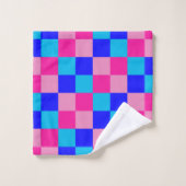 Roze en blauwe geruite print bad handdoek (Wasdoekje)