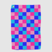 Roze en blauwe geruite print golfhanddoek (Voorkant)
