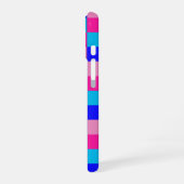 Roze en blauwe geruite print iPhone 16 hoesje (Linkerkant)