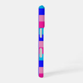 Roze en blauwe geruite print iPhone 16 hoesje (Rechterkant)