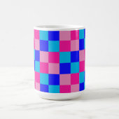 Roze en blauwe geruite print koffiemok (Center)