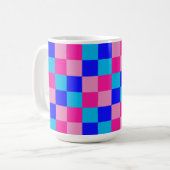 Roze en blauwe geruite print koffiemok (Voorkant links)